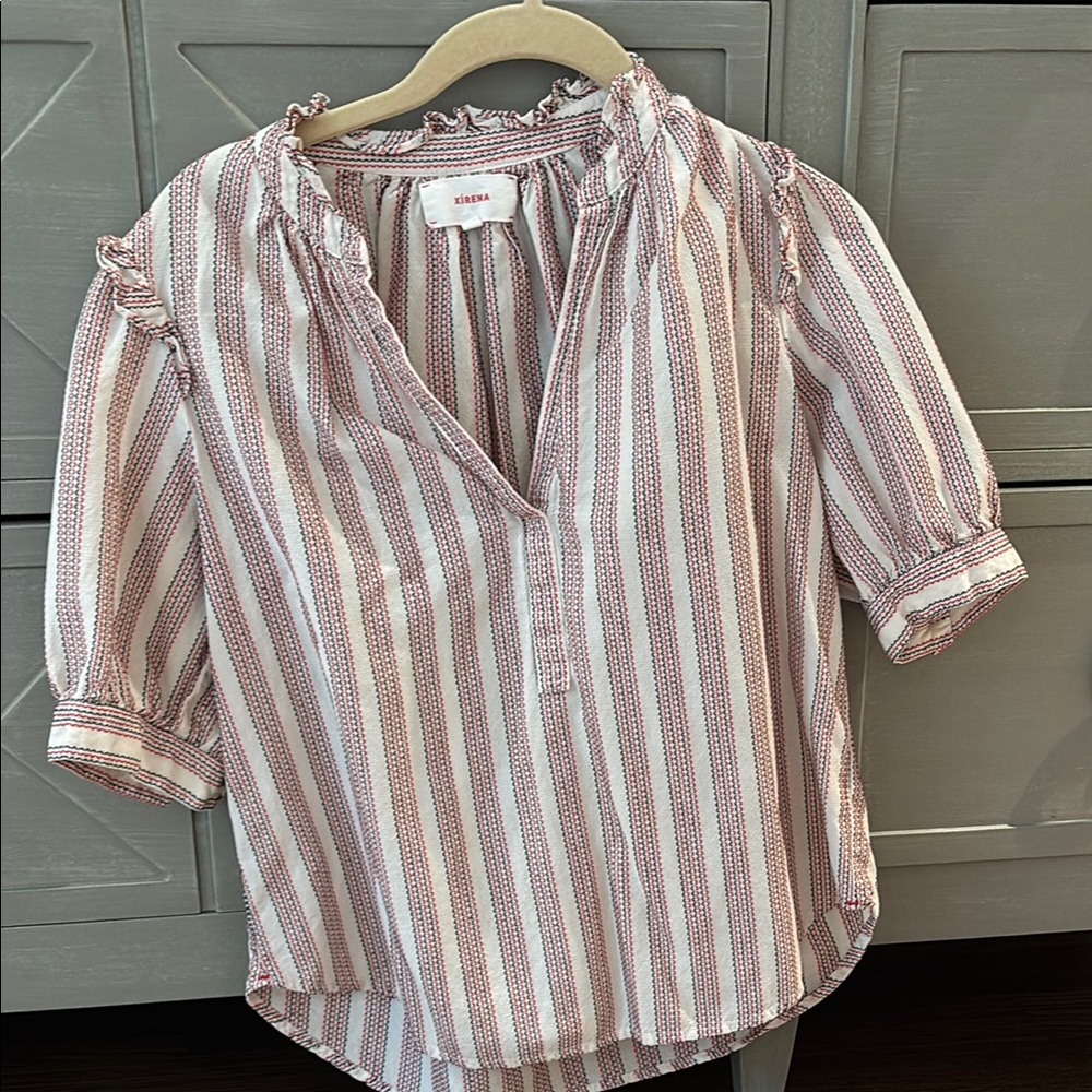 Xirena Striped Blouse - Red and White